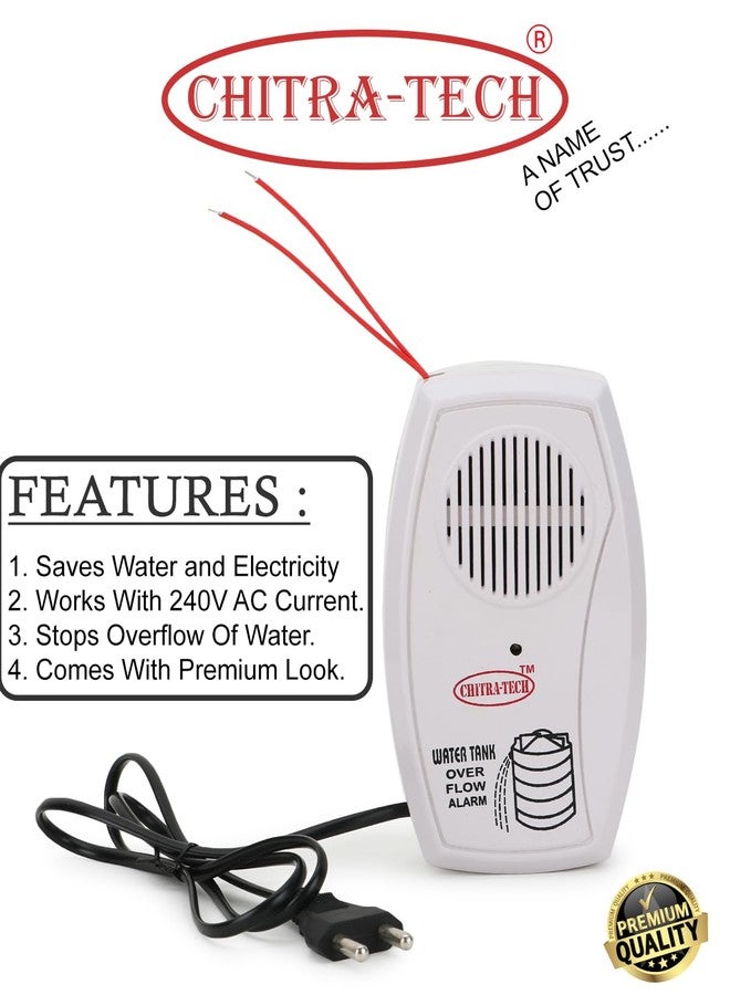 CHITRA-TECH Water Tank Overflow Alarm, in Both Hindi and English Language, Works with AC220-240V, Heavy Brass Parts,, Loud and Sweet Sound, with Water Sensor and 15 Meter Connecting Wire - Image 4